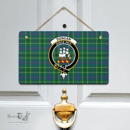 Scottish Duncan Ancient Clan Tartan Door Sign - Crest Classic Scottish Plaid Tartan Plaid