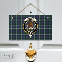 Scottish Graham of Montrose Modern Clan Tartan Door Sign - Crest Classic Scottish Plaid Tartan Plaid