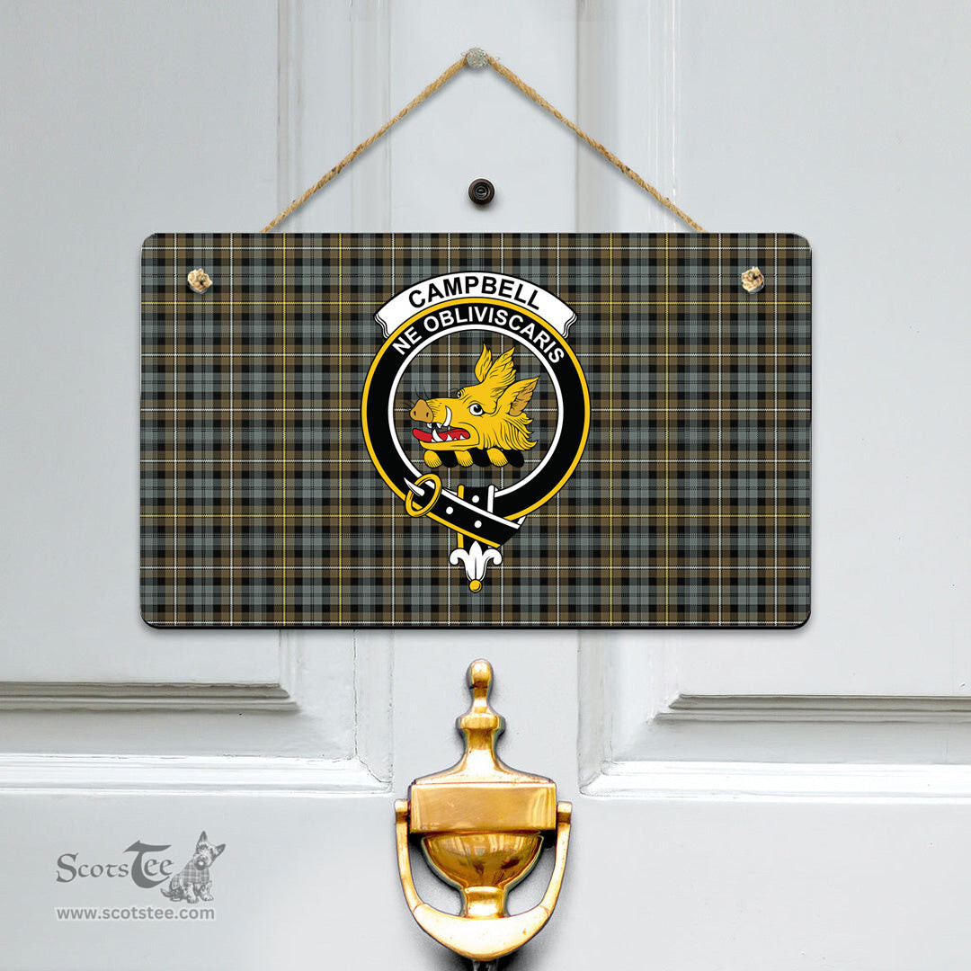 Scottish Campbell Argyll Weathered Clan Tartan Door Sign - Crest Classic Scottish Plaid Tartan Plaid