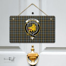 Scottish Campbell Argyll Weathered Clan Tartan Door Sign - Crest Classic Scottish Plaid Tartan Plaid