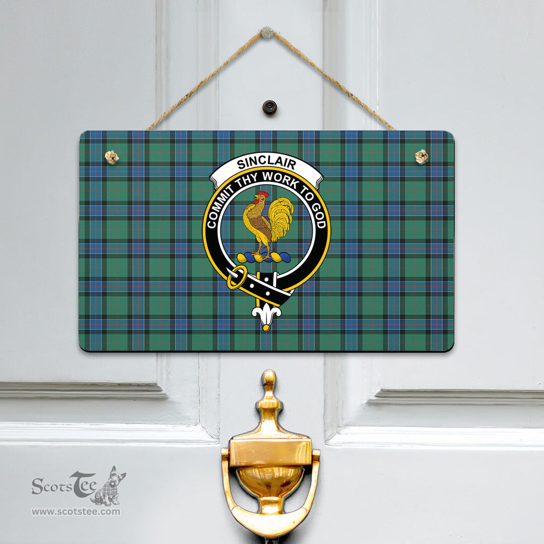 Scottish Sinclair Hunting Ancient Clan Tartan Door Sign - Crest Classic Scottish Plaid Tartan Plaid