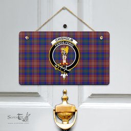 Scottish Chisholm Hunting Modern Clan Tartan Door Sign - Crest Classic Scottish Plaid Tartan Plaid