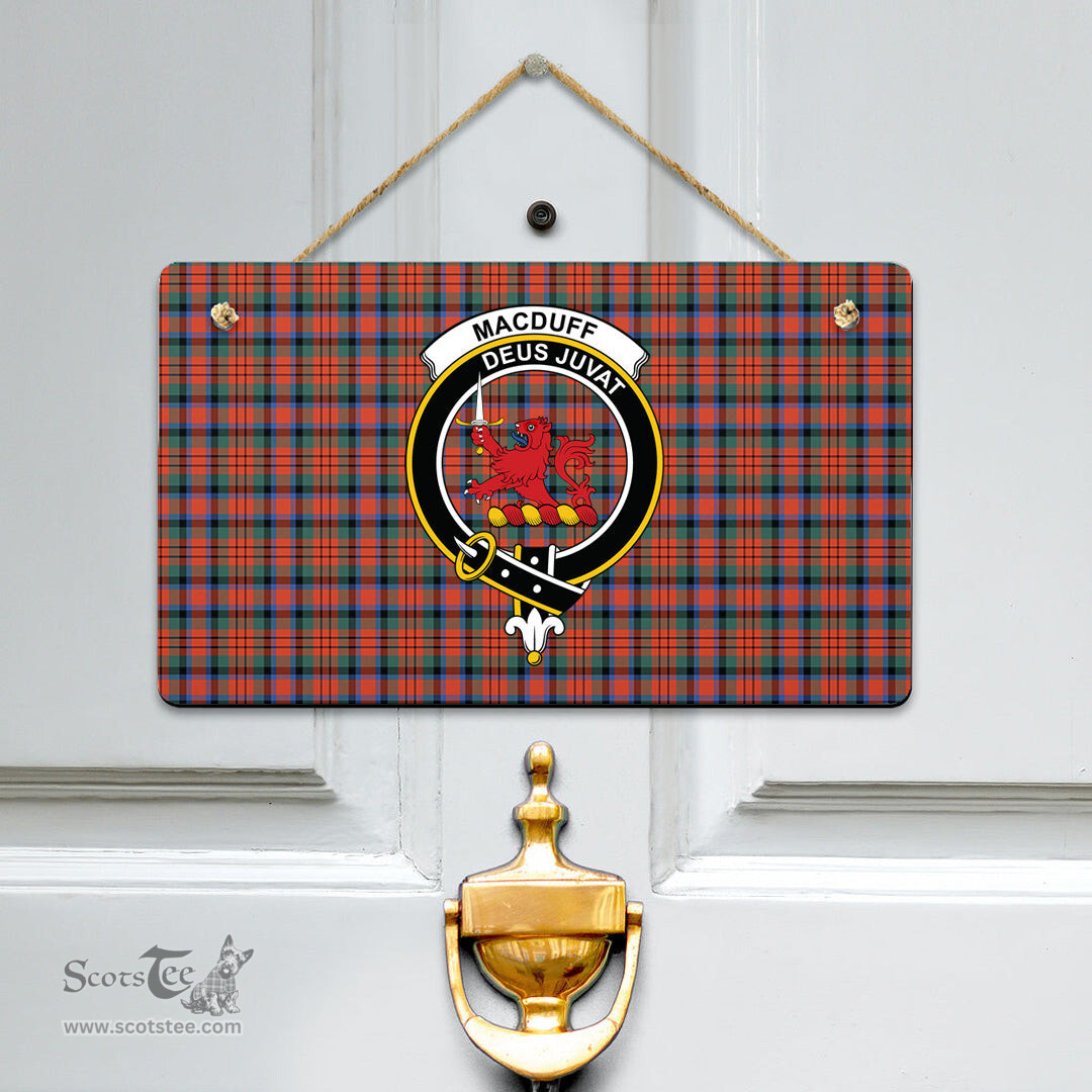 Scottish MacDuff Ancient Clan Tartan Door Sign - Crest Classic Scottish Plaid Tartan Plaid