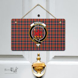 Scottish MacDuff Ancient Clan Tartan Door Sign - Crest Classic Scottish Plaid Tartan Plaid