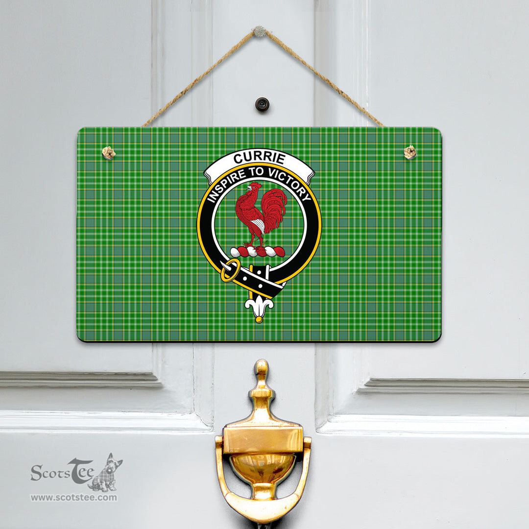 Scottish Currie Clan Tartan Door Sign - Crest Classic Scottish Plaid Tartan Plaid