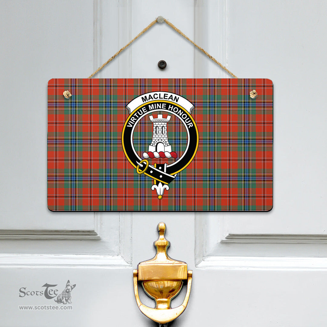 Scottish MacLean of Duart Ancient Clan Tartan Door Sign - Crest Classic Scottish Plaid Tartan Plaid