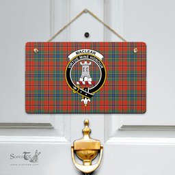 Scottish MacLean of Duart Ancient Clan Tartan Door Sign - Crest Classic Scottish Plaid Tartan Plaid