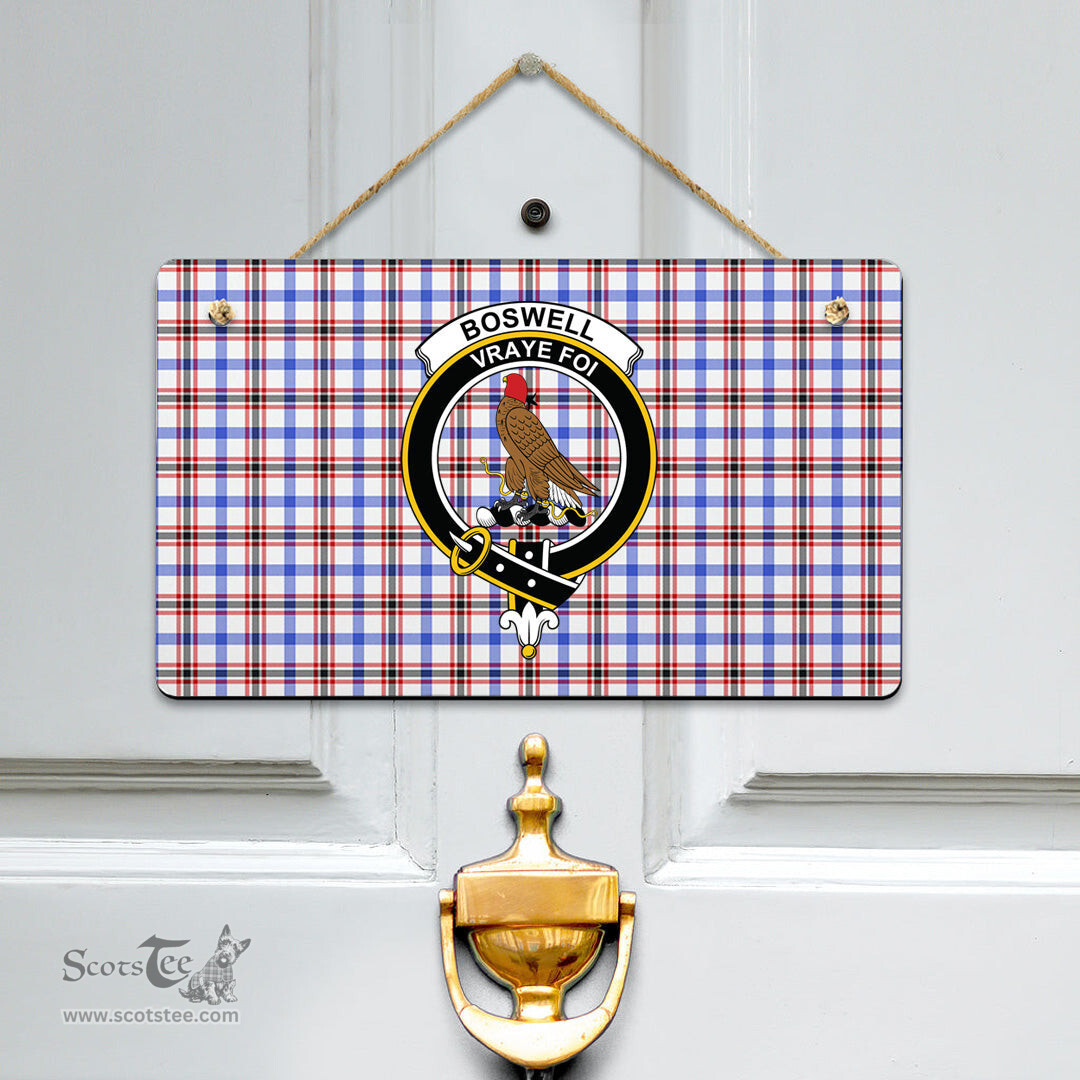 Scottish Boswell Modern Clan Tartan Door Sign - Crest Classic Scottish Plaid Tartan Plaid