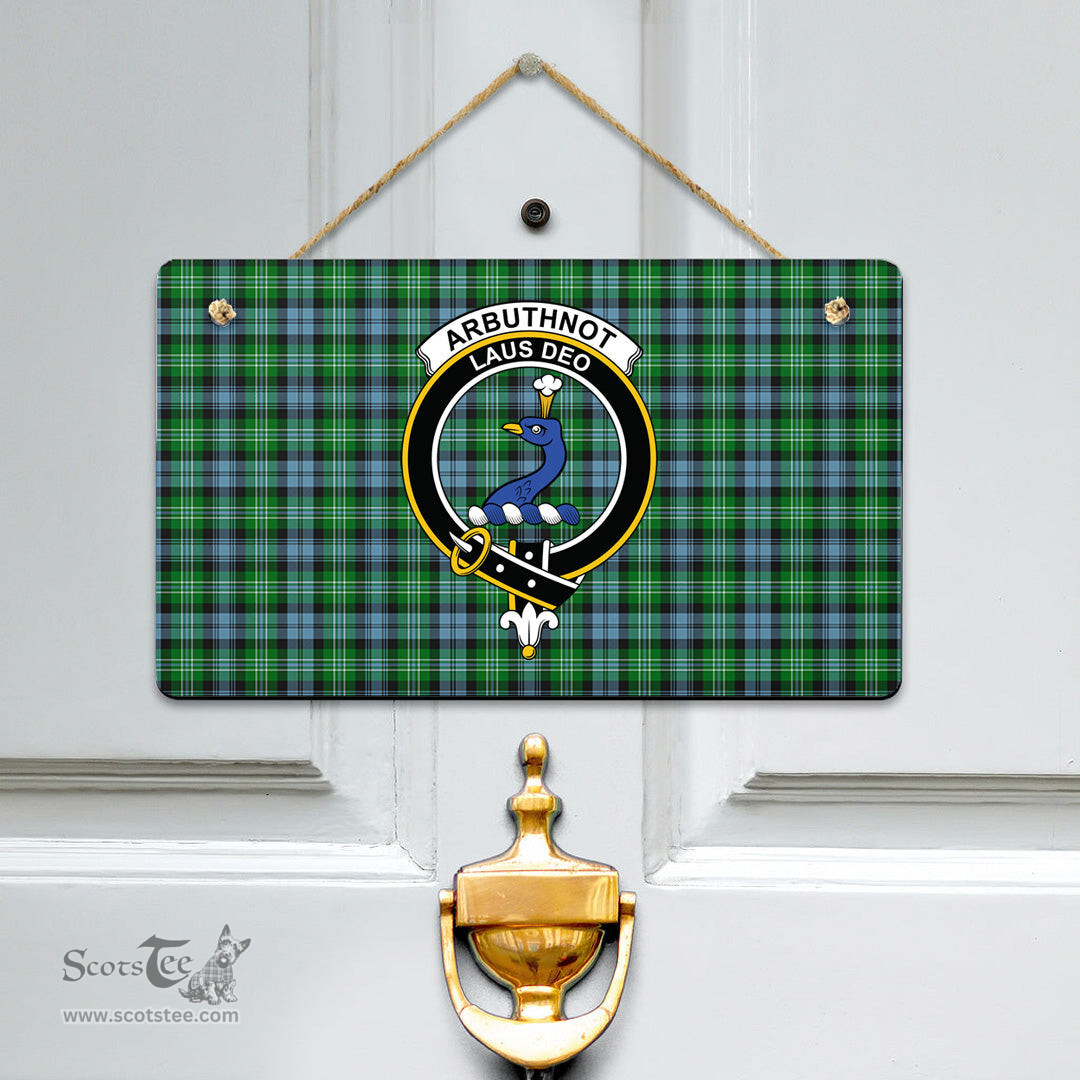 Scottish Arbuthnot Ancient Clan Tartan Door Sign - Crest Classic Scottish Plaid Tartan Plaid