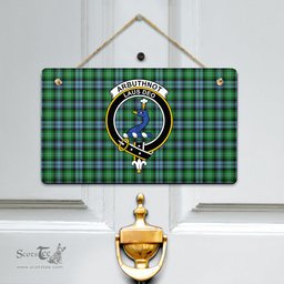 Scottish Arbuthnot Ancient Clan Tartan Door Sign - Crest Classic Scottish Plaid Tartan Plaid