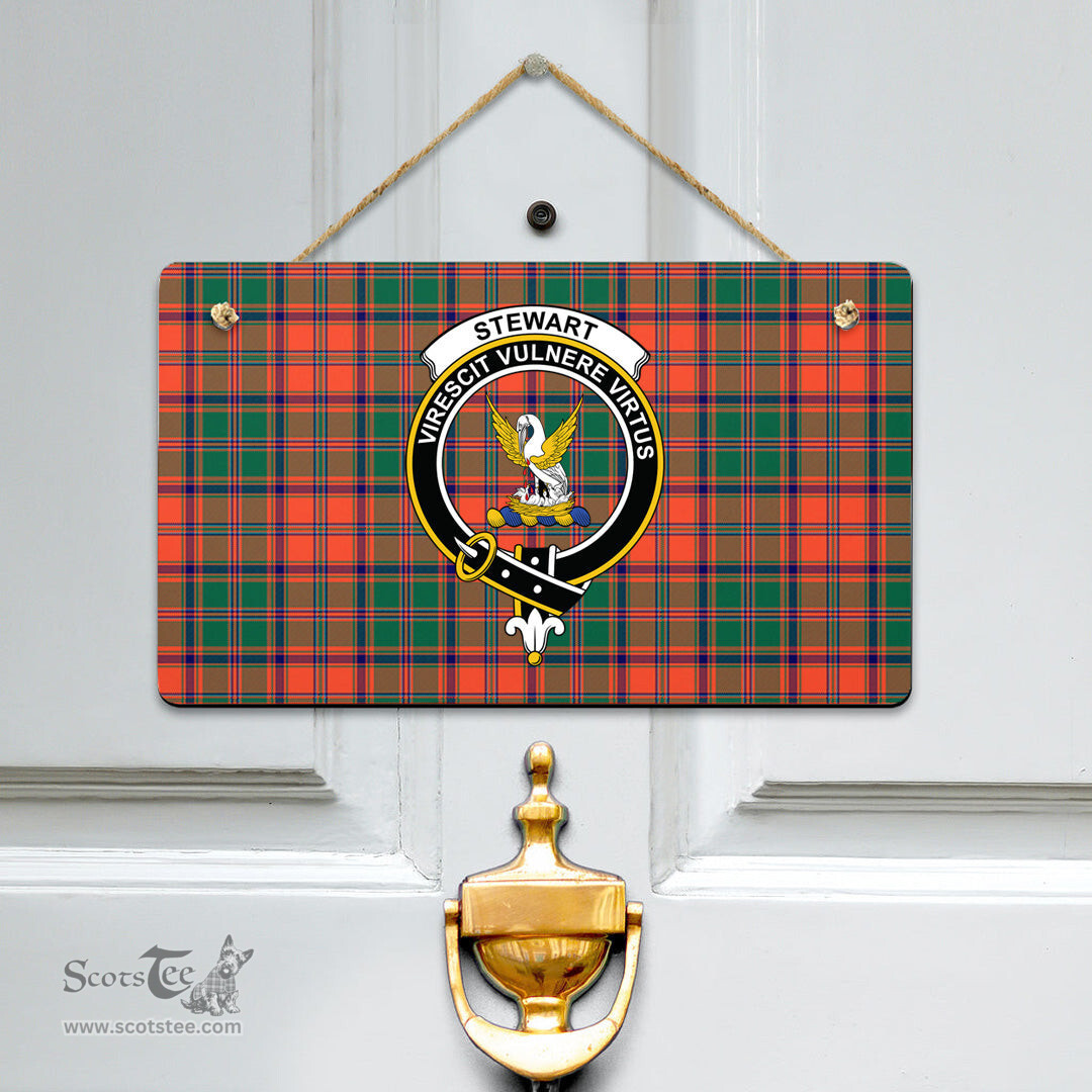 Scottish Stewart of Appin Ancient Clan Tartan Door Sign - Crest Classic Scottish Plaid Tartan Plaid