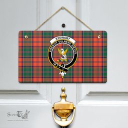 Scottish Stewart of Appin Ancient Clan Tartan Door Sign - Crest Classic Scottish Plaid Tartan Plaid