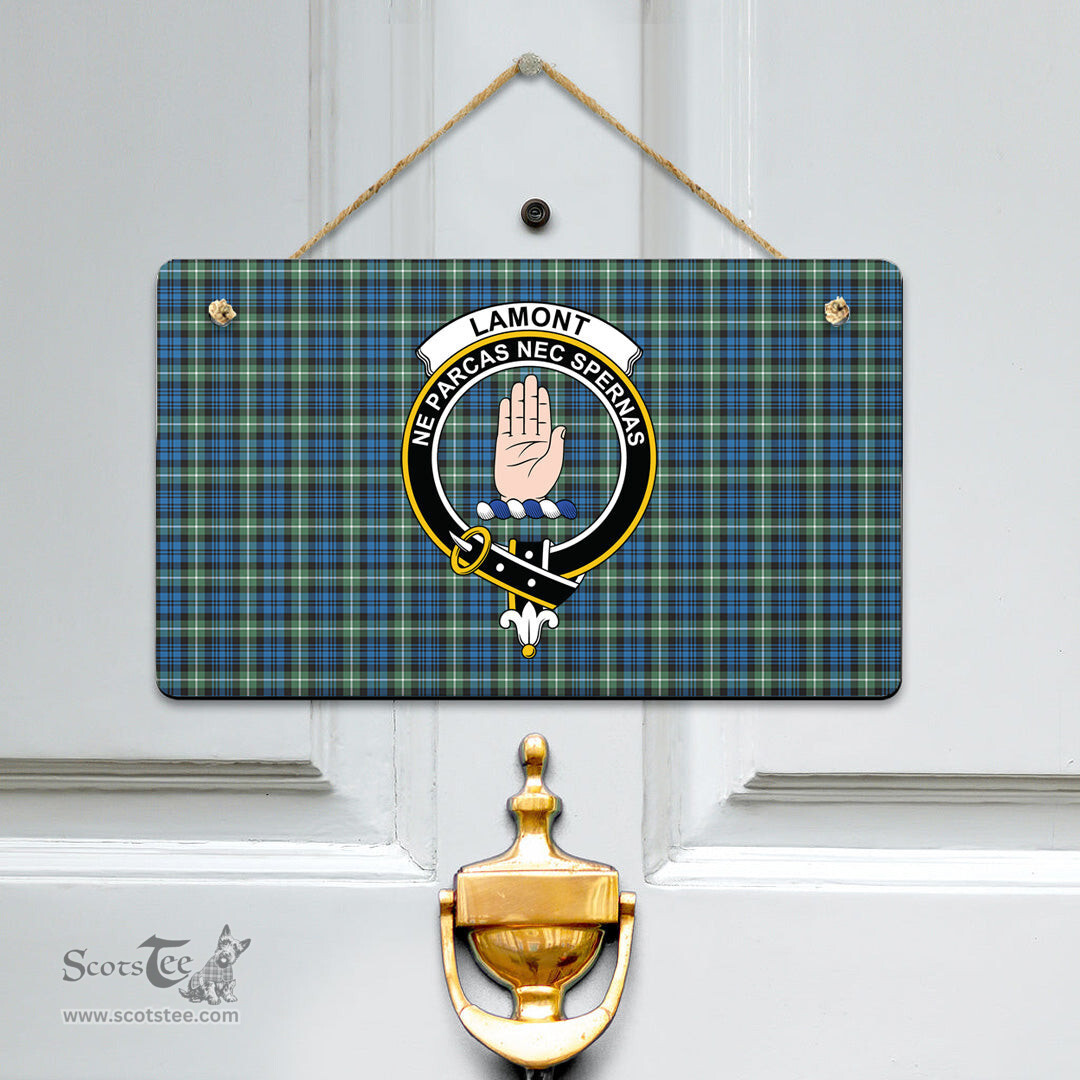 Scottish Lamont Ancient Clan Tartan Door Sign - Crest Classic Scottish Plaid Tartan Plaid