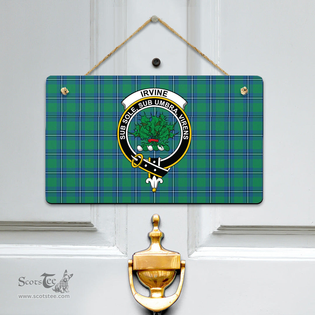 Scottish Irvine Ancient Clan Tartan Door Sign - Crest Classic Scottish Plaid Tartan Plaid