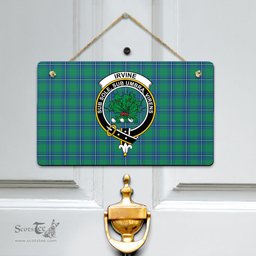 Scottish Irvine Ancient Clan Tartan Door Sign - Crest Classic Scottish Plaid Tartan Plaid