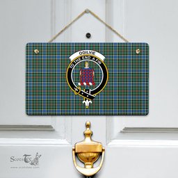 Scottish Ogilvie Hunting Ancient Clan Tartan Door Sign - Crest Classic Scottish Plaid Tartan Plaid