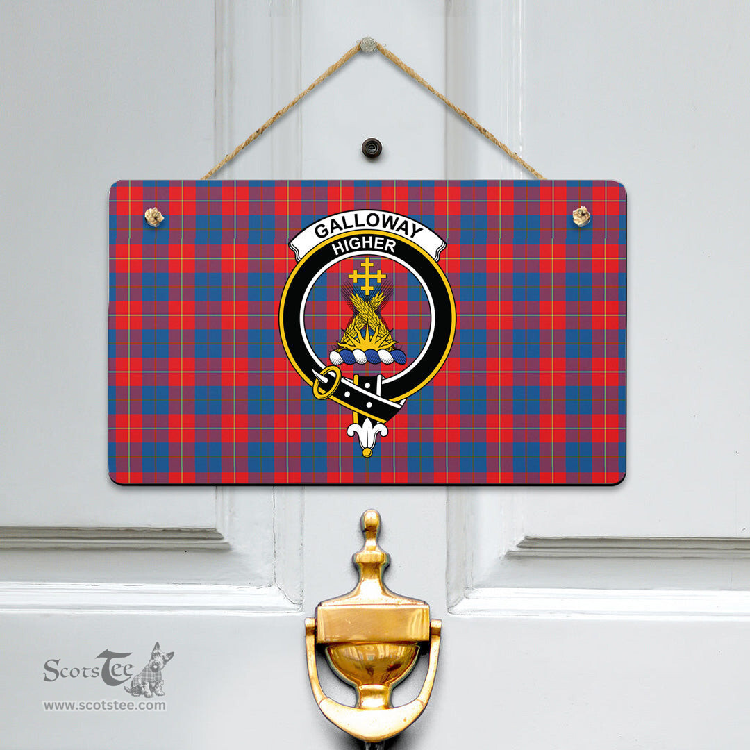 Scottish Galloway Red Clan Tartan Door Sign - Crest Classic Scottish Plaid Tartan Plaid