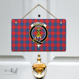 Scottish Galloway Red Clan Tartan Door Sign - Crest Classic Scottish Plaid Tartan Plaid
