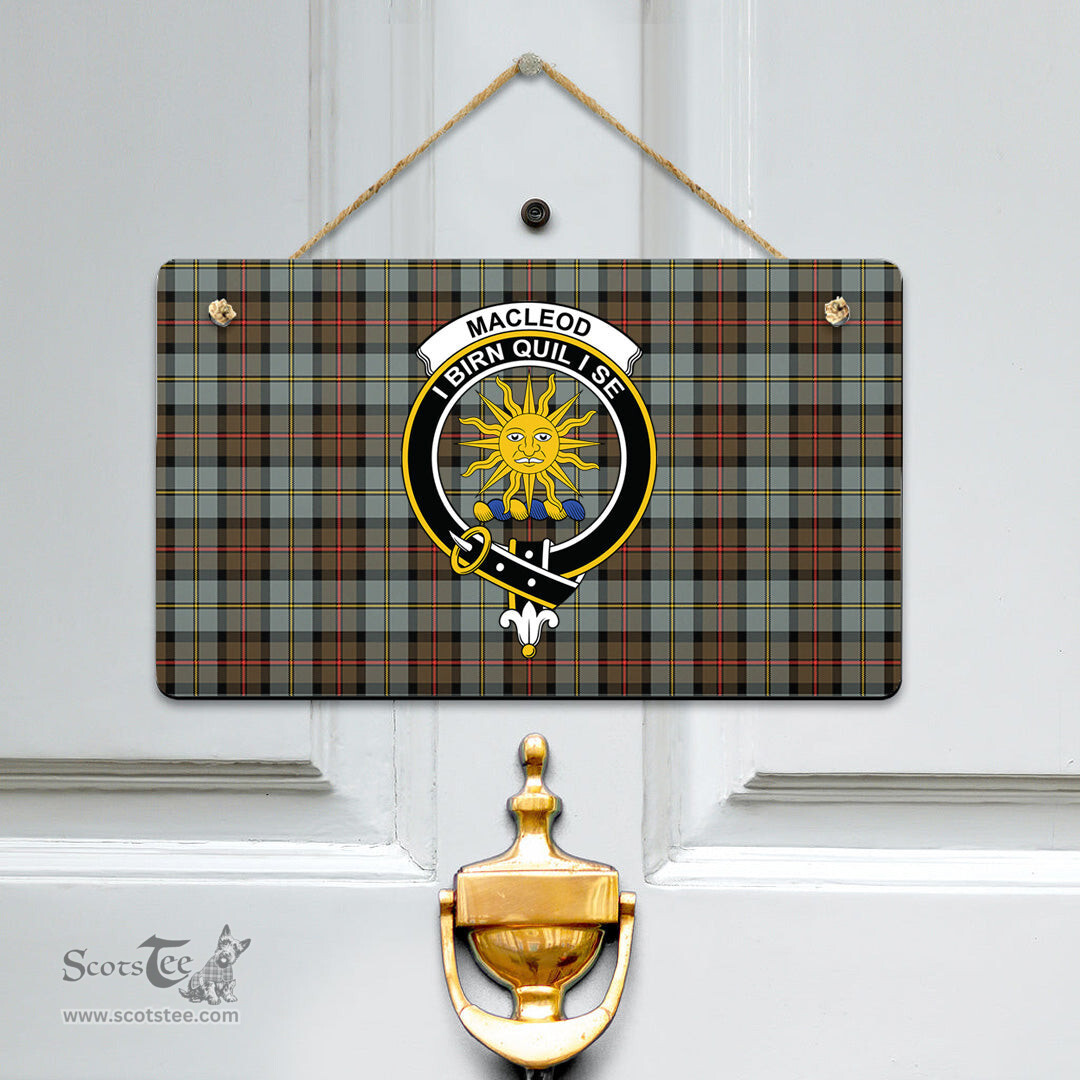 Scottish MacLeod of Harris Weathered Clan Tartan Door Sign - Crest Classic Scottish Plaid Tartan Plaid