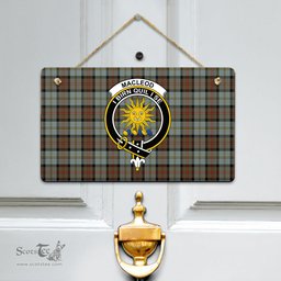 Scottish MacLeod of Harris Weathered Clan Tartan Door Sign - Crest Classic Scottish Plaid Tartan Plaid
