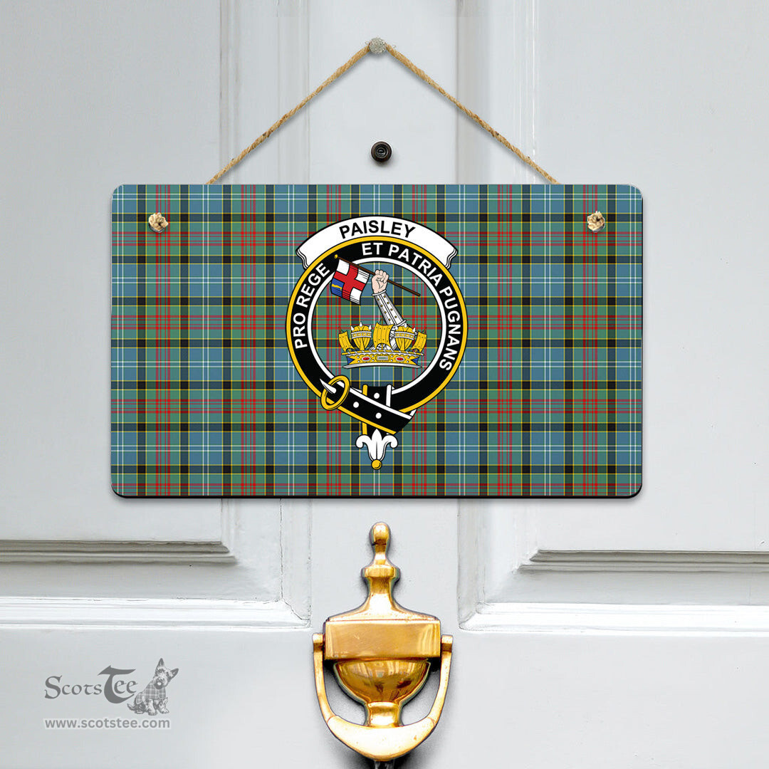 Scottish Paisley District Clan Tartan Door Sign - Crest Classic Scottish Plaid Tartan Plaid