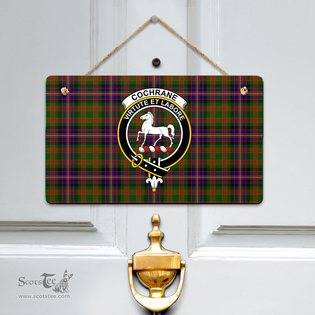 Scottish Cochrane Modern Clan Tartan Door Sign - Crest Classic Scottish Plaid Tartan Plaid
