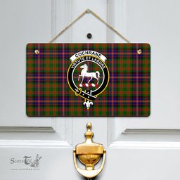 Scottish Cochrane Modern Clan Tartan Door Sign - Crest Classic Scottish Plaid Tartan Plaid