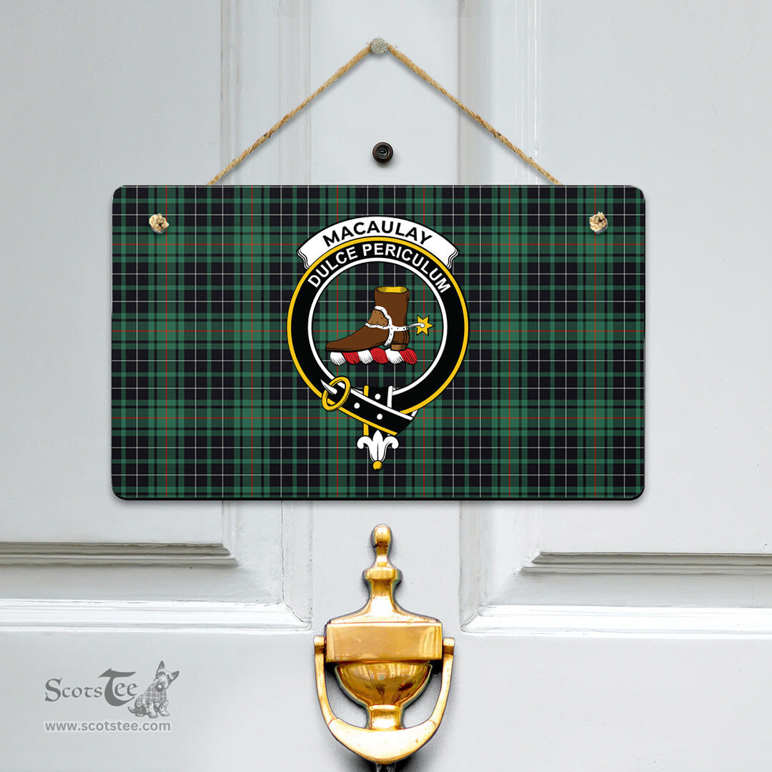 Scottish MacAulay Hunting Ancient Clan Tartan Door Sign - Crest Classic Scottish Plaid Tartan Plaid