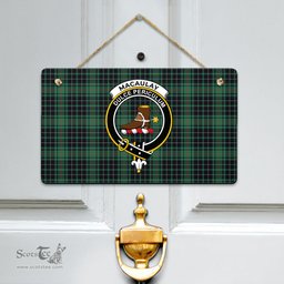 Scottish MacAulay Hunting Ancient Clan Tartan Door Sign - Crest Classic Scottish Plaid Tartan Plaid