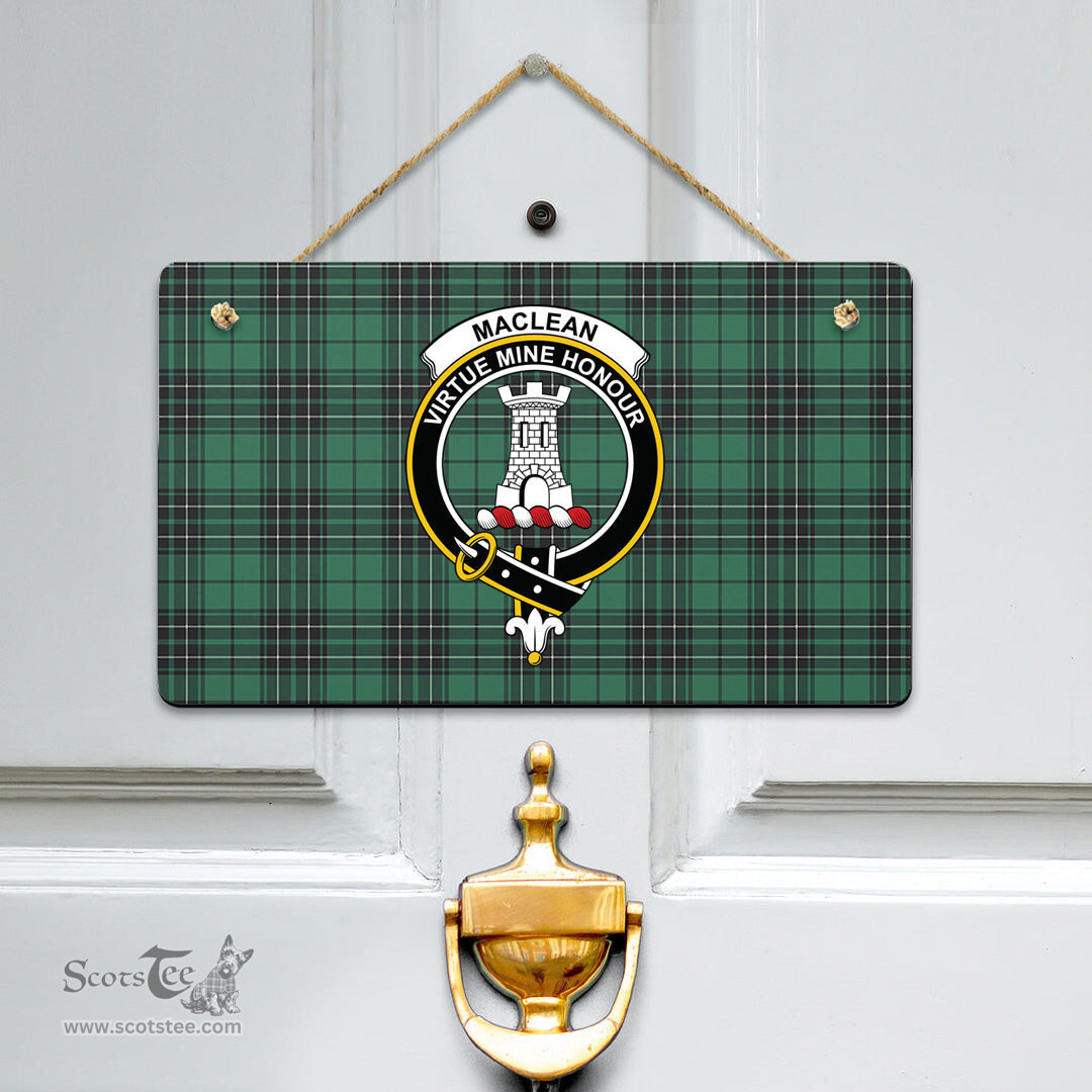 Scottish MacLean Hunting Ancient Clan Tartan Door Sign - Crest Classic Scottish Plaid Tartan Plaid