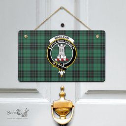 Scottish MacLean Hunting Ancient Clan Tartan Door Sign - Crest Classic Scottish Plaid Tartan Plaid