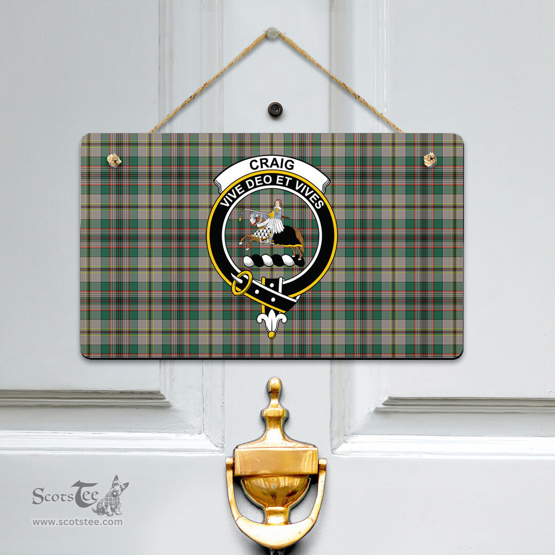 Scottish Craig Ancient Clan Tartan Door Sign - Crest Classic Scottish Plaid Tartan Plaid