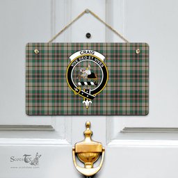 Scottish Craig Ancient Clan Tartan Door Sign - Crest Classic Scottish Plaid Tartan Plaid