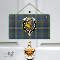 Scottish Nicolson Hunting Ancient Clan Tartan Door Sign - Crest Classic Scottish Plaid Tartan Plaid