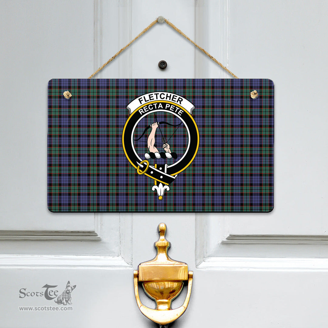 Scottish Fletcher Modern Clan Tartan Door Sign - Crest Classic Scottish Plaid Tartan Plaid