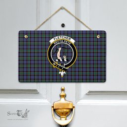 Scottish Fletcher Modern Clan Tartan Door Sign - Crest Classic Scottish Plaid Tartan Plaid