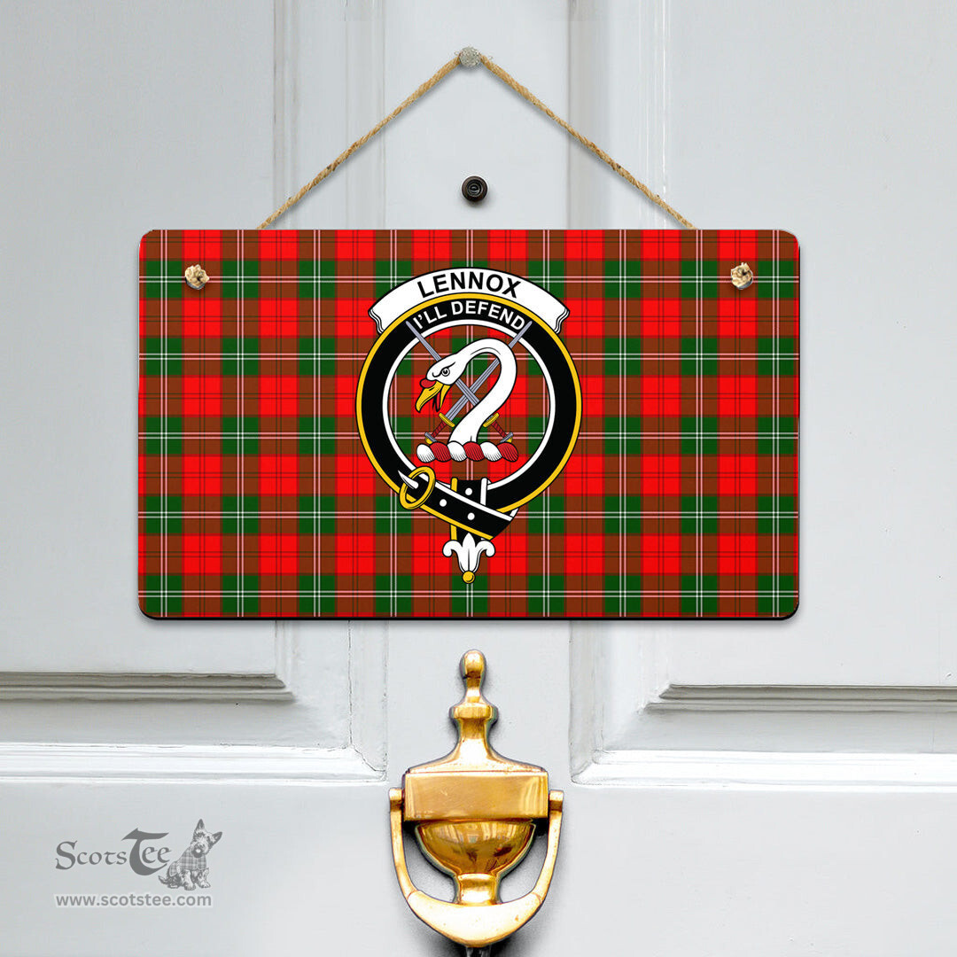 Scottish Lennox Modern Clan Tartan Door Sign - Crest Classic Scottish Plaid Tartan Plaid