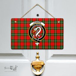 Scottish Lennox Modern Clan Tartan Door Sign - Crest Classic Scottish Plaid Tartan Plaid
