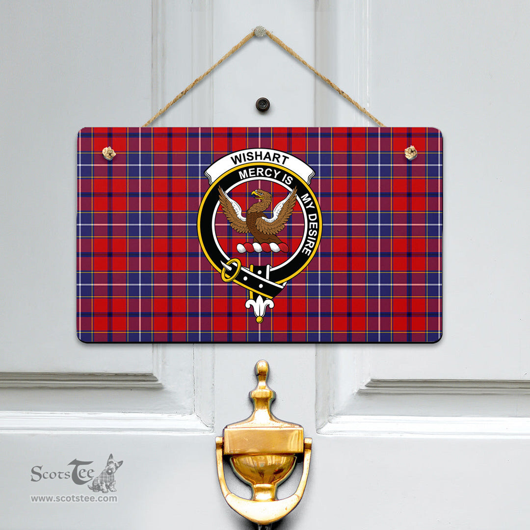 Scottish Wishart Dress Clan Tartan Door Sign - Crest Classic Scottish Plaid Tartan Plaid