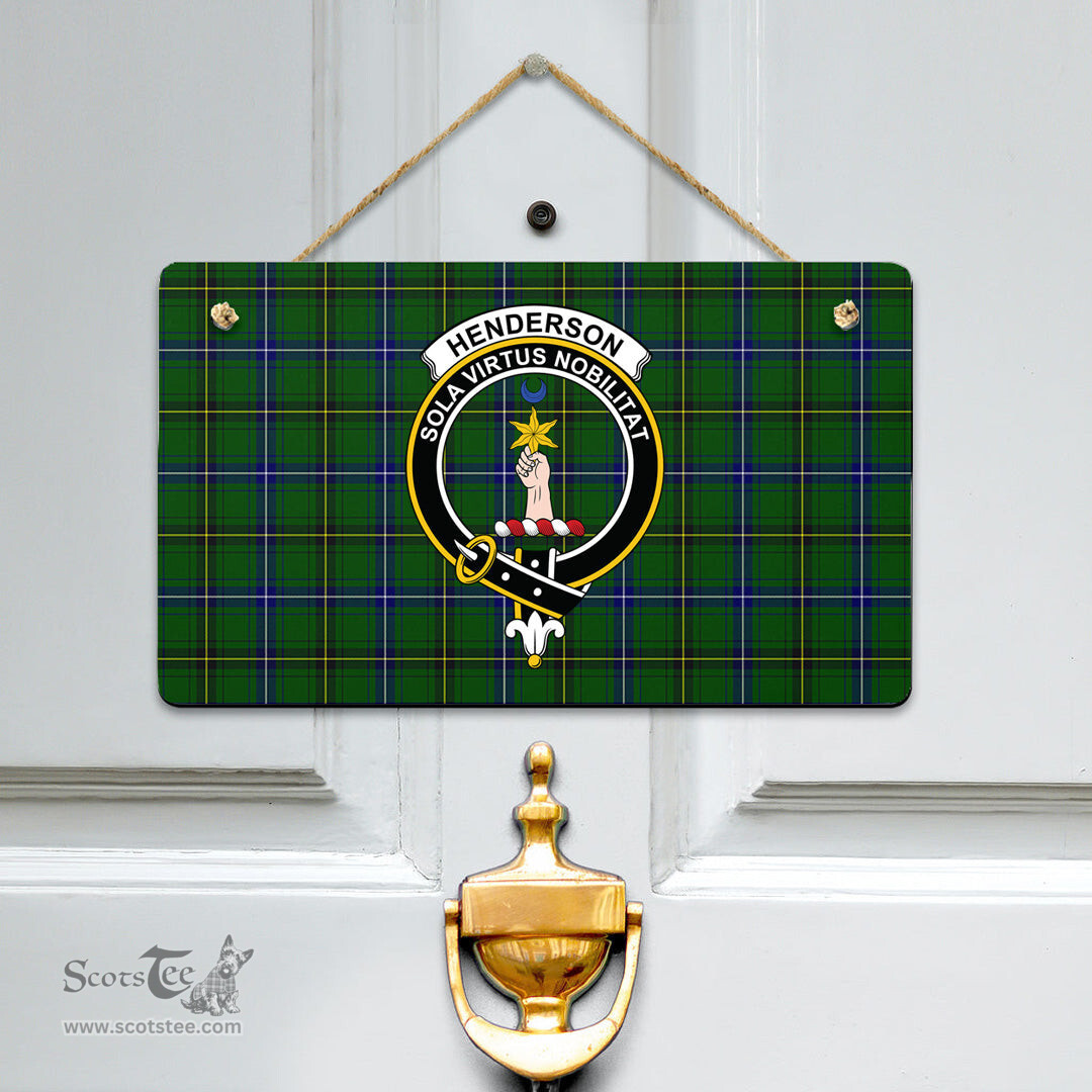 Scottish Henderson Modern Clan Tartan Door Sign - Crest Classic Scottish Plaid Tartan Plaid