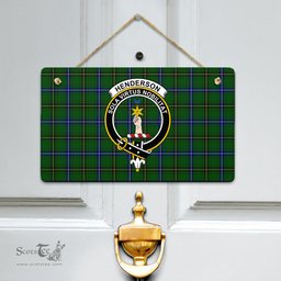 Scottish Henderson Modern Clan Tartan Door Sign - Crest Classic Scottish Plaid Tartan Plaid
