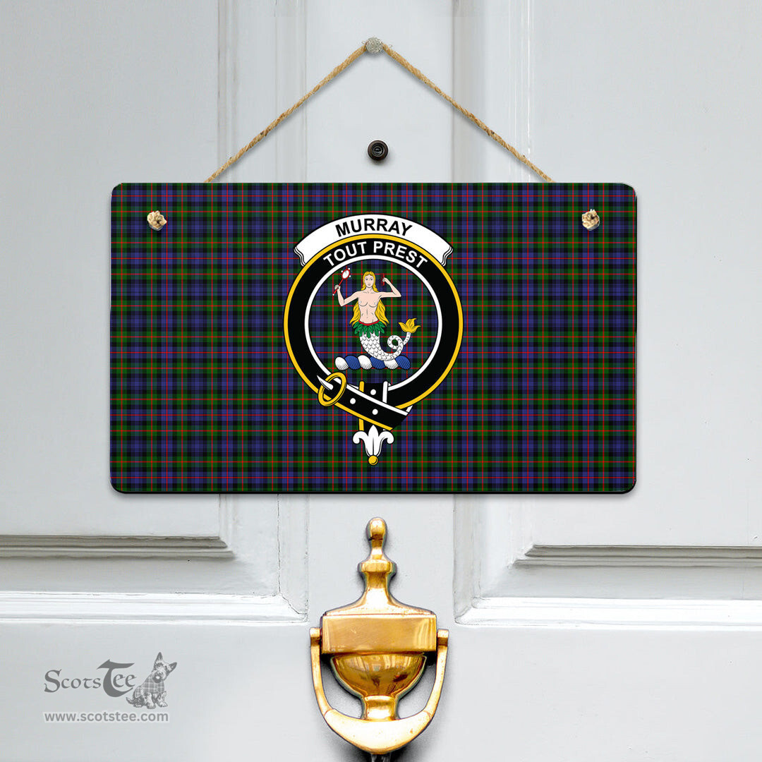 Scottish Murray of Atholl Modern Clan Tartan Door Sign - Crest Classic Scottish Plaid Tartan Plaid