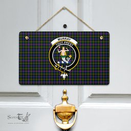 Scottish Murray of Atholl Modern Clan Tartan Door Sign - Crest Classic Scottish Plaid Tartan Plaid