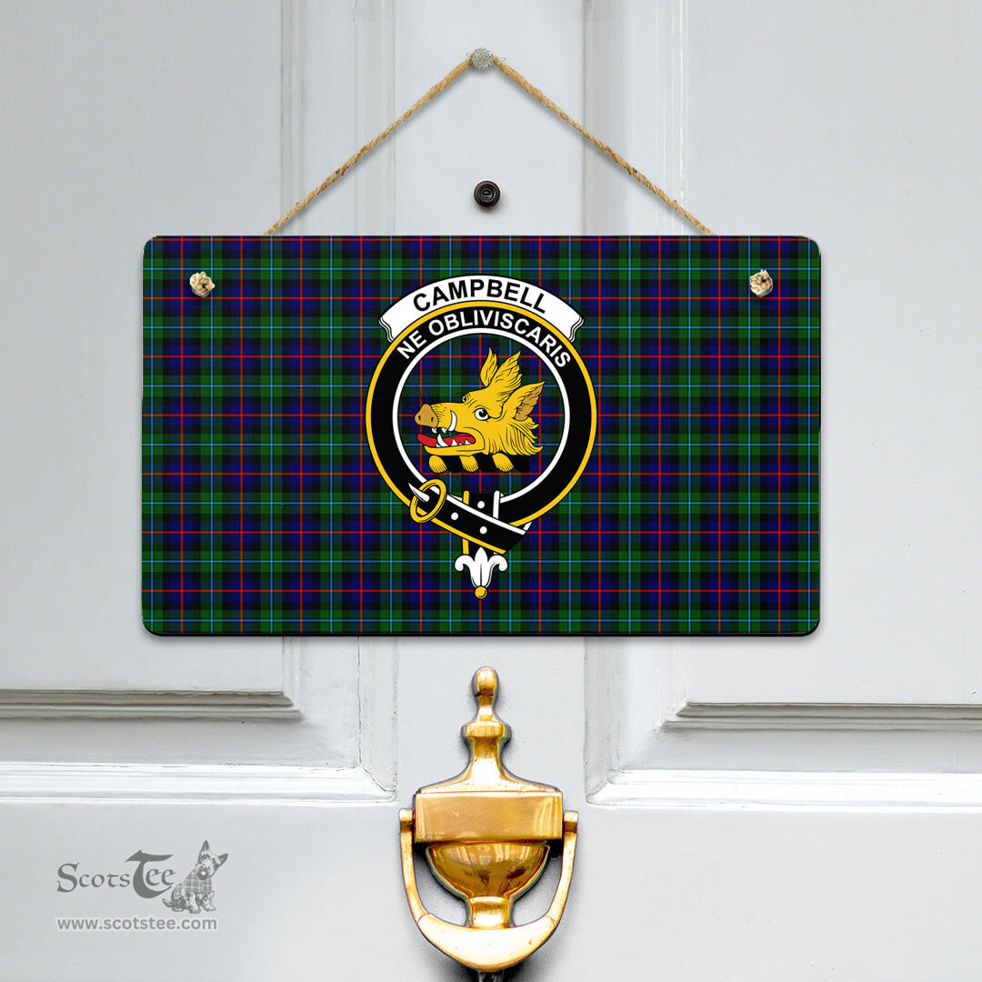 Scottish Campbell of Cawdor Modern Clan Tartan Door Sign - Crest Classic Scottish Plaid Tartan Plaid