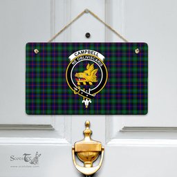 Scottish Campbell of Cawdor Modern Clan Tartan Door Sign - Crest Classic Scottish Plaid Tartan Plaid