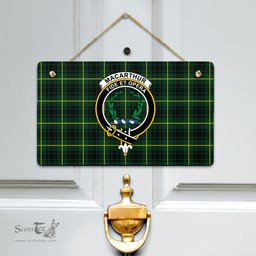 Scottish MacArthur Modern Clan Tartan Door Sign - Crest Classic Scottish Plaid Tartan Plaid