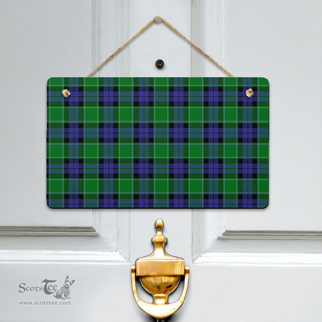 Scottish Graham of Menteith Modern Clan Tartan Door Sign - Classic Scottish Plaid Tartan Plaid