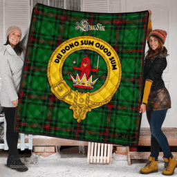Scottish Lundin Clan Tartan Quilt - Crest Gold Style Scottish Plaid Tartan Plaid