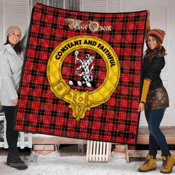 Scottish MacQueen Modern Clan Tartan Quilt - Crest Gold Style Scottish Plaid Tartan Plaid