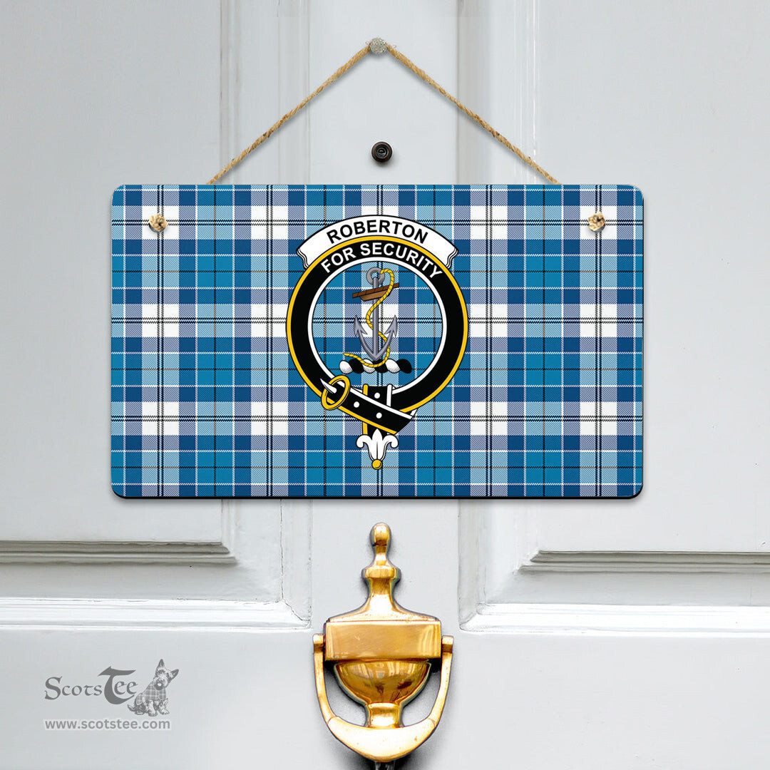 Scottish Roberton Clan Tartan Door Sign - Crest Classic Scottish Plaid Tartan Plaid